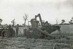  Massey Harris combine towed by a tractor. Photograph with Jean Ponder pictures - she was in the Land Army during and after WW2. Peldon or Wigborough area ?  OJR_257